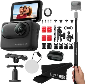 Insta360 GO 3S 128GB – Waterproof Tiny Mighty Action Camera with 4K 3840x2160 Video & 4000x3000 Photo, FlowState Stabilization, AI Editing, Action Pod| (128GB Black Moto Selfie Stick(Moto Bundle))