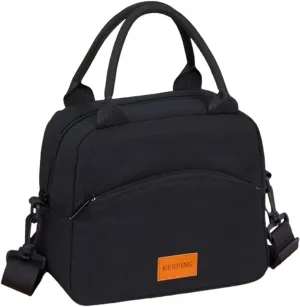 Insulated Lunch Bag for Work - Large Tote with Detachable Crossbody Strap, Dense Oxford Waterproof Lunch Box Bag (Black)