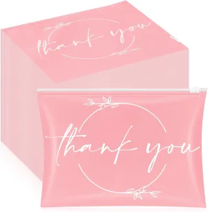 Ireer 100 Pcs Thank You Gift Makeup Bags EVA Clear Cosmetic Bag with Zipper Mini Makeup Thank You Toiletry Cosmetics Bulk Gifts for Women Birthday Daughter Sister(Pink, White)