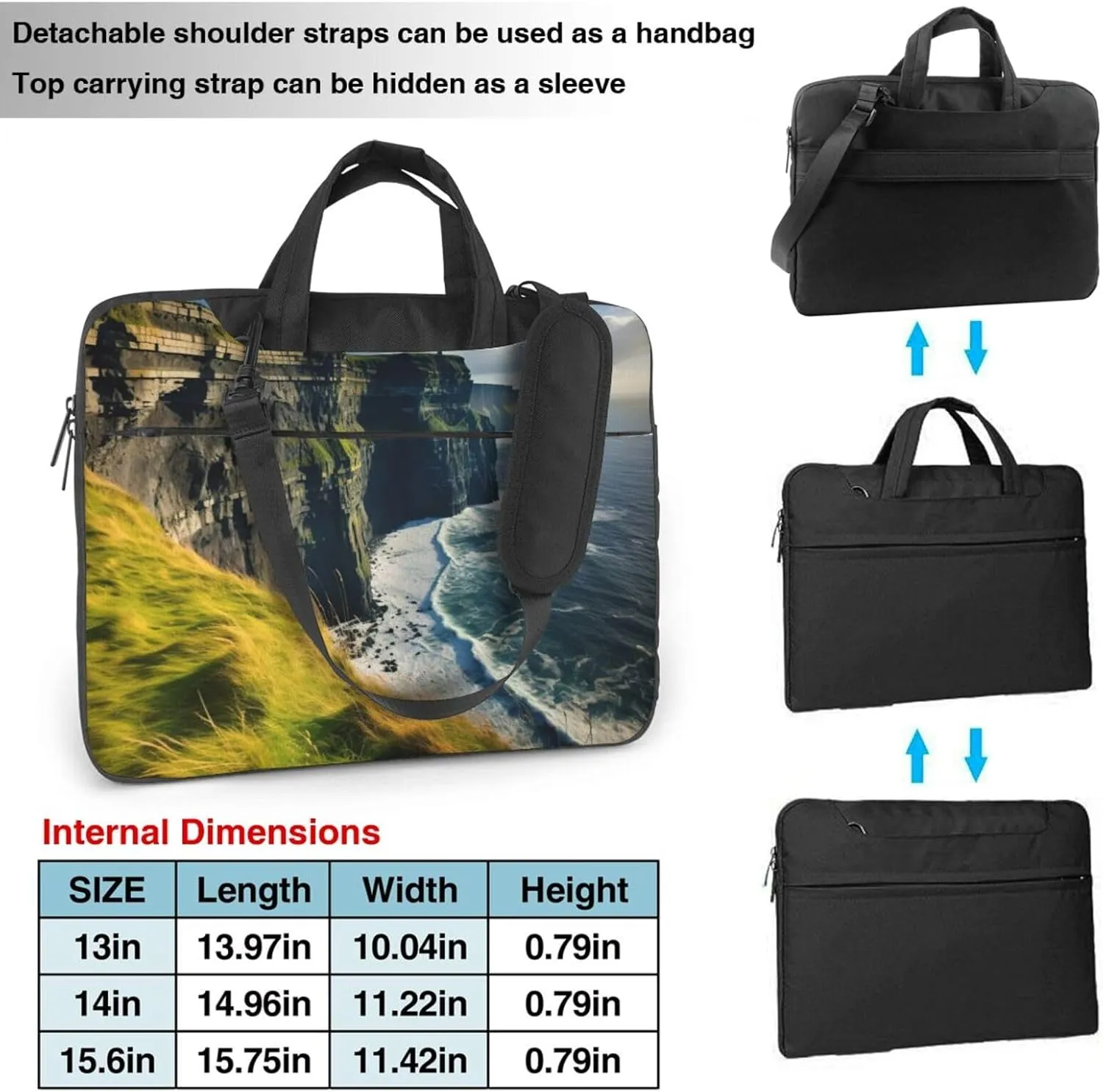 Ireland Outdoors County Clare The Cliffs Portable Single-Shoulder Laptop Bag With Hand - Held Option For 13-15.6 Inch Laptops
