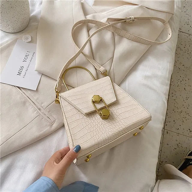 Iron Handle Design Crocodile Pattern MINI PU Leather Crossbody Bags For Women 2020 Shoulder Handbags Female Travel Chain Bag