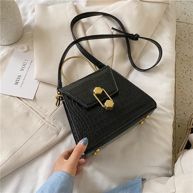 Iron Handle Design Crocodile Pattern MINI PU Leather Crossbody Bags For Women 2020 Shoulder Handbags Female Travel Chain Bag