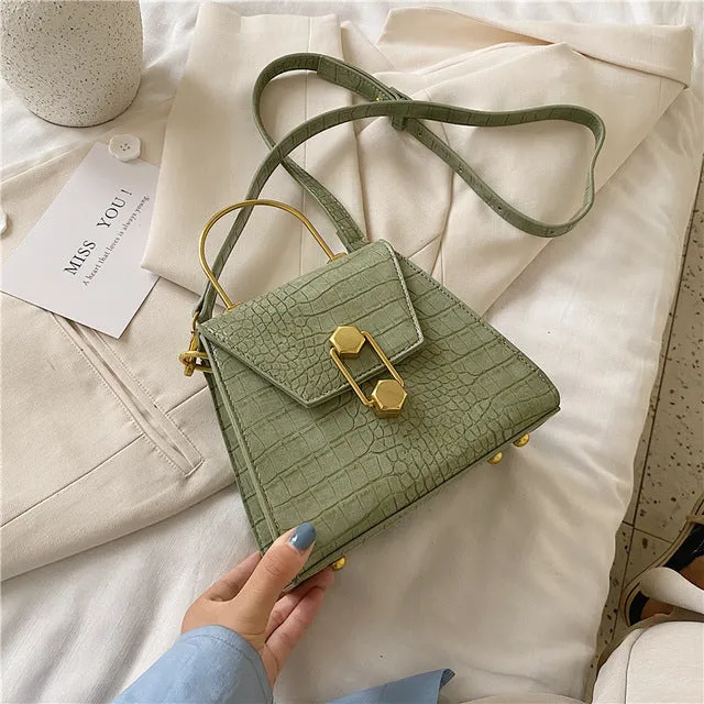 Iron Handle Design Crocodile Pattern MINI PU Leather Crossbody Bags For Women 2020 Shoulder Handbags Female Travel Chain Bag