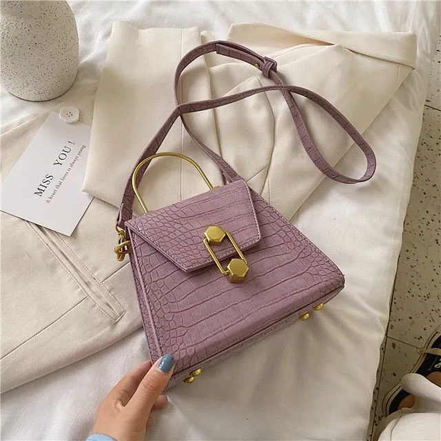 Iron Handle Design Crocodile Pattern MINI PU Leather Crossbody Bags For Women 2020 Shoulder Handbags Female Travel Chain Bag