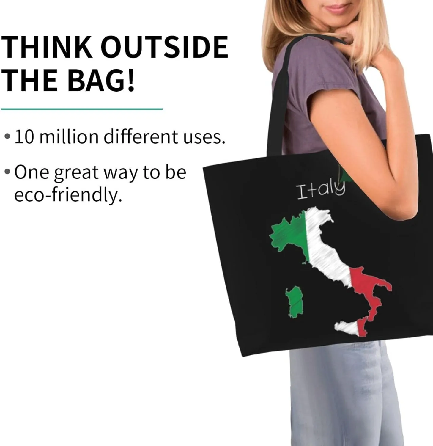 Italy Canvas Tote Bag Italy Flag Shoulder Bag Italian Casual Grocery Bags Flag Bag for Outdoor