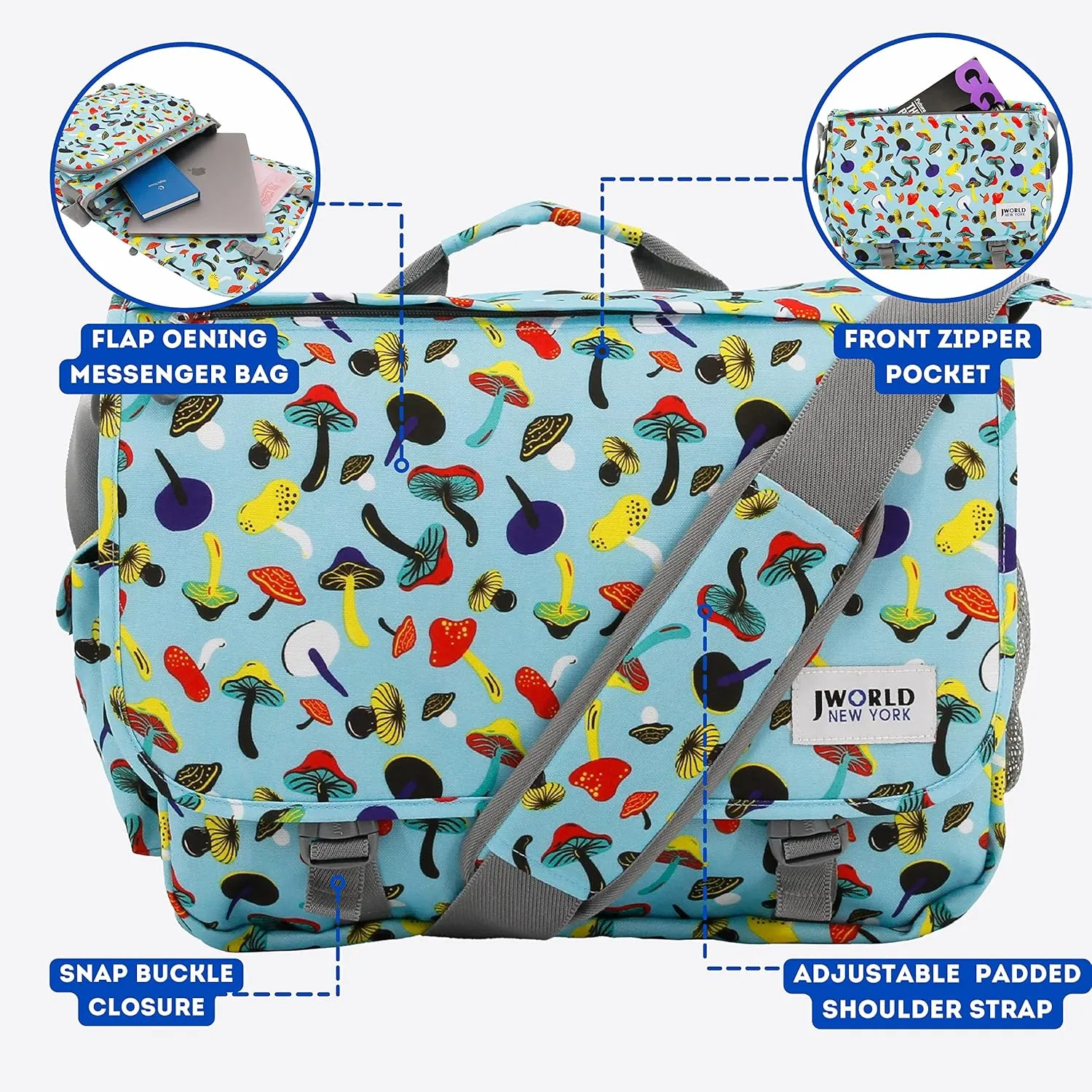 J World New York Thomas Laptop Messenger Bag for Women & Men. Kids Computer Bookbag