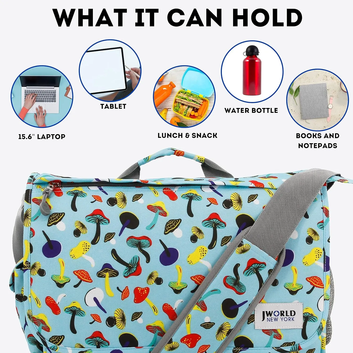 J World New York Thomas Laptop Messenger Bag for Women & Men. Kids Computer Bookbag
