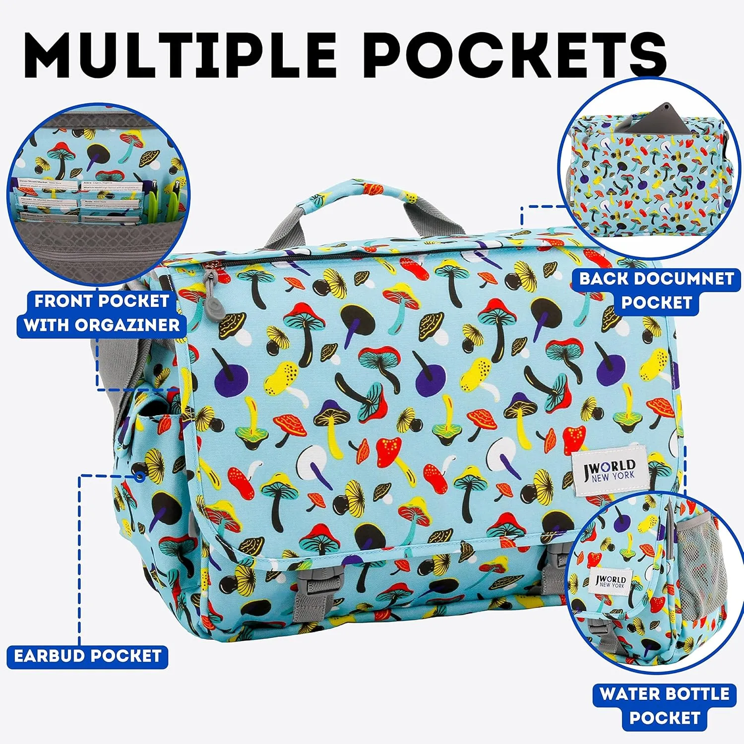 J World New York Thomas Laptop Messenger Bag for Women & Men. Kids Computer Bookbag
