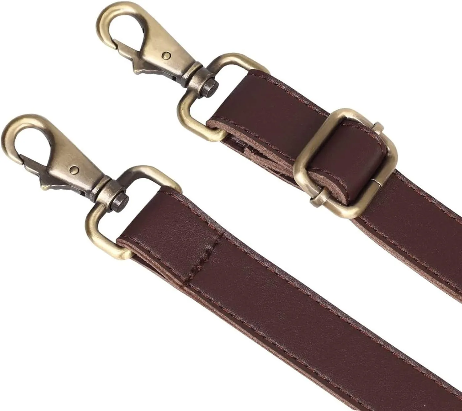 JAKAGO 140cm Universal Replacement PU Leather Shoulder Strap Adjustable Bag Strap with Metal Swivel Hooks for Crossbody Bag Briefcase Messenger Bag DIY Purse Making (Brown)