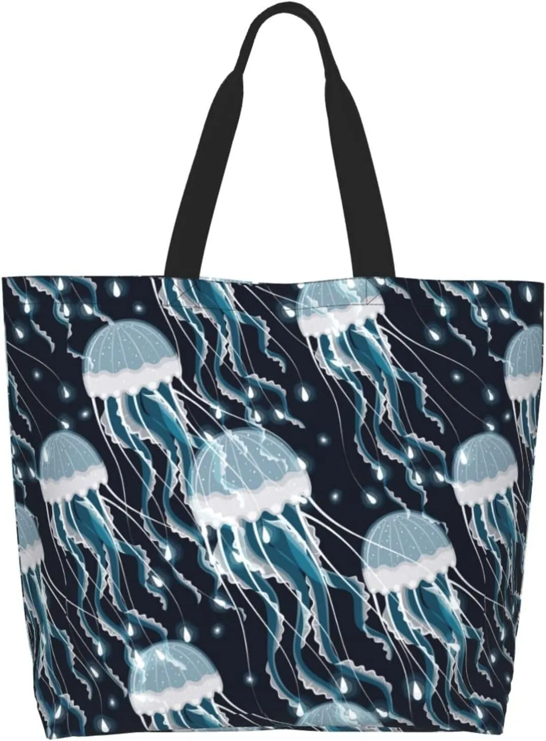 Jellyfish Canvas Tote Bag Cute Shoulder Bag Handbag Animal Casual Grocery Bags Funny Bag for Outdoor
