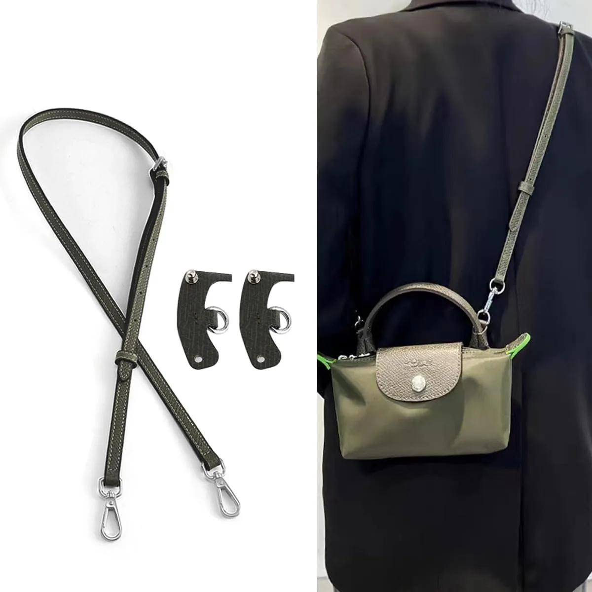 Jiesinlov Leather Bag Shoulder Strap Replacement Crossbody Adjustable Conversion Kit Fit for Mini Pouch