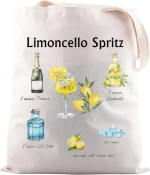 JNIAP Cocktail Recipe Gift Limoncello Spritz Recipe Tote Bag Bartender Gift