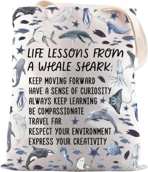 JNIAP Whale Shark Gift Life Lessons From a Whale Shark Tote Bag Shark Lovers Gift