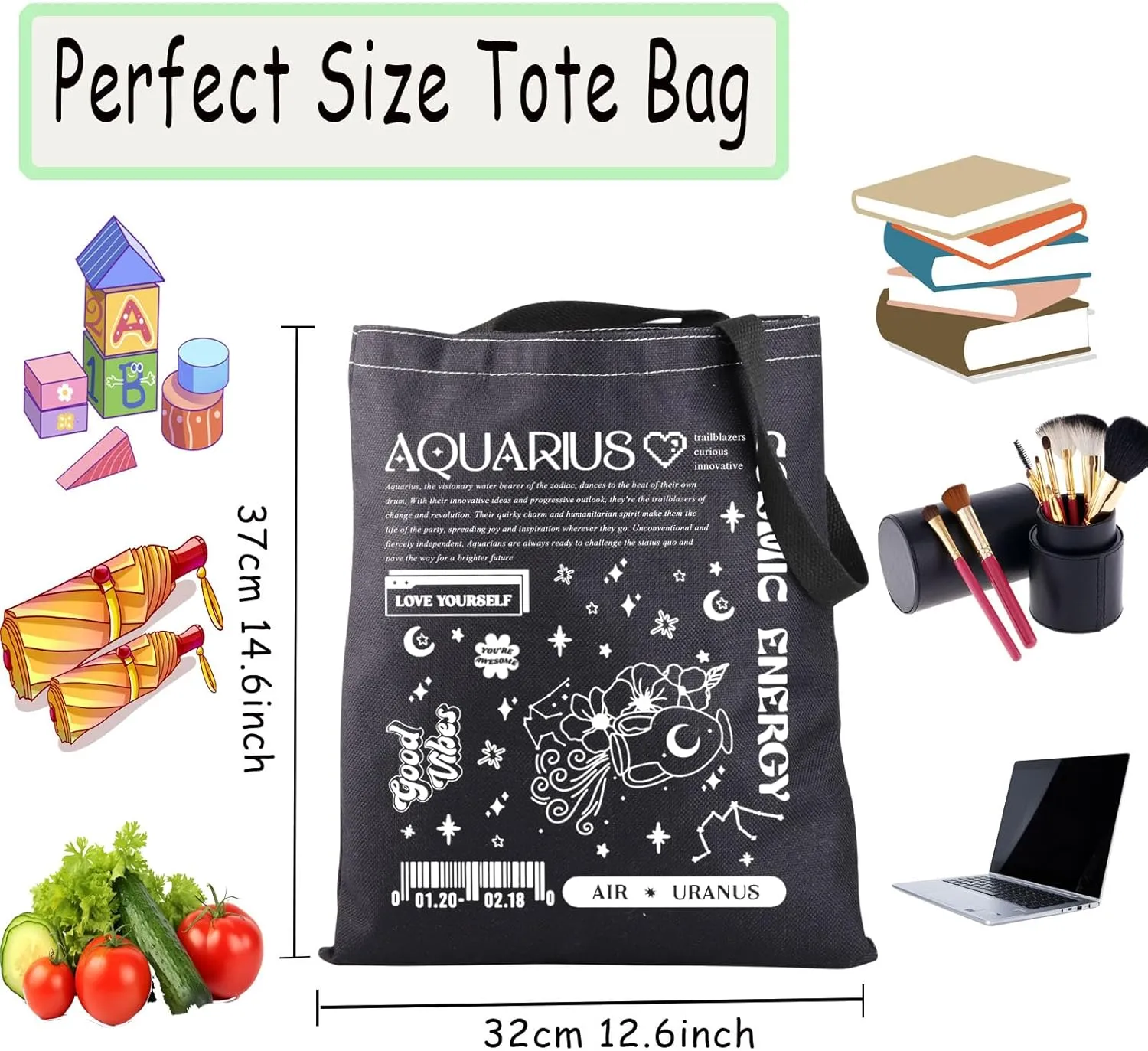 JNIAP Zodiac Sign Gift 12 Constellation Birthday Gift for Astrology Lover Horoscope Tote Bag