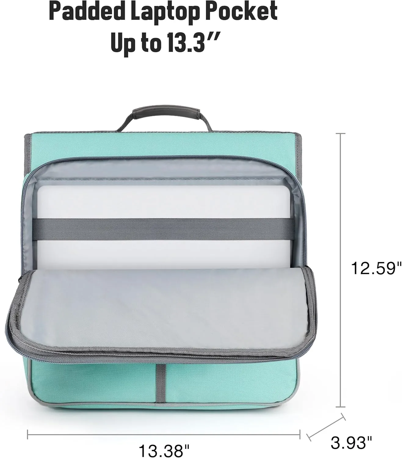 Joryin Zipper Binder with Shoulder Strap, 3-Ring Binders 3 Inch, 700 Sheet Capacity & Holds up to 14 Inch MacBook/Tablet, Multi-Pockets for School and Office Binder Organizer, Mint Green