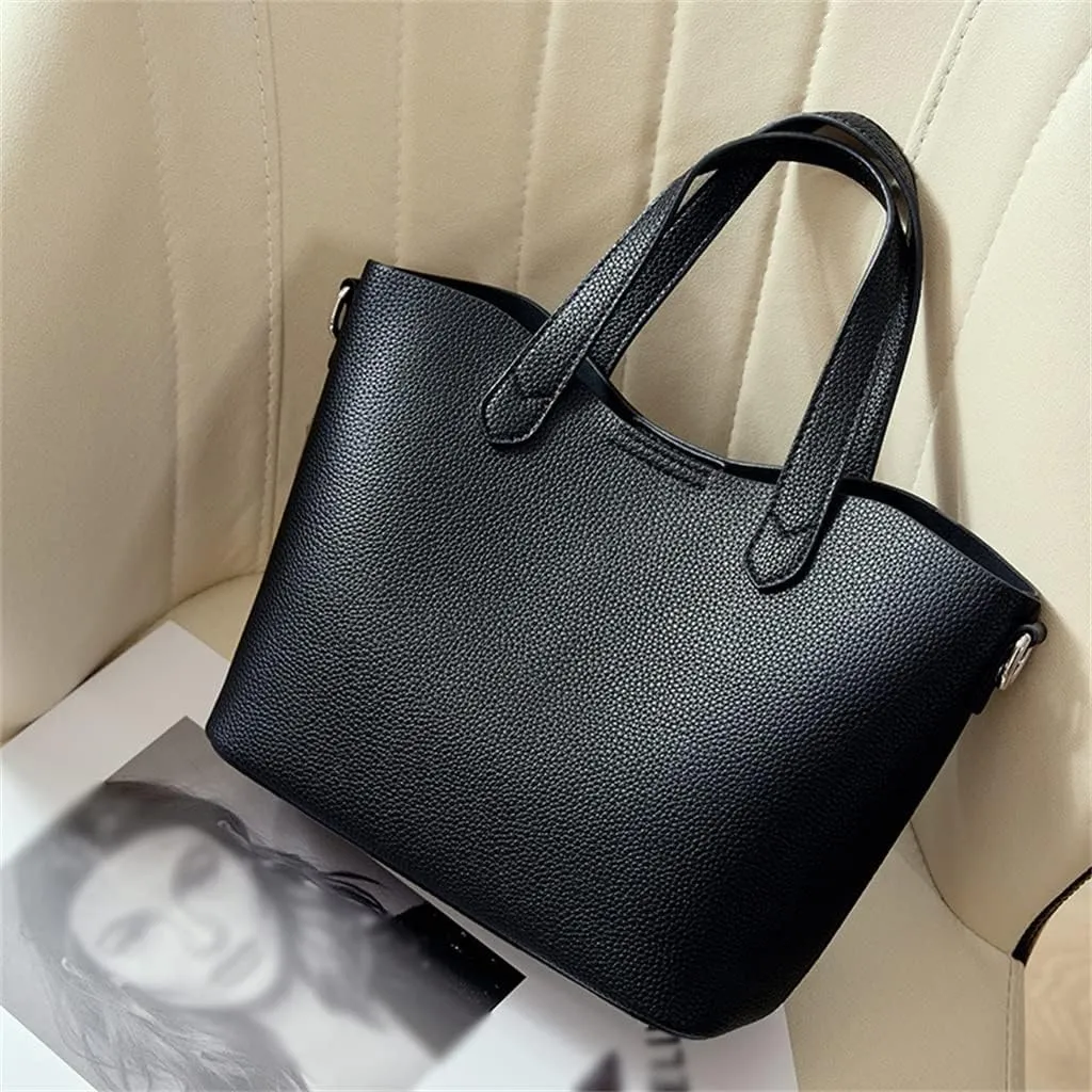 JSEIAJB Leather Autumn and Winter Handbag Tote Bag Female Bucket Bag Leather Female Bag European American Shoulder Bag(D)