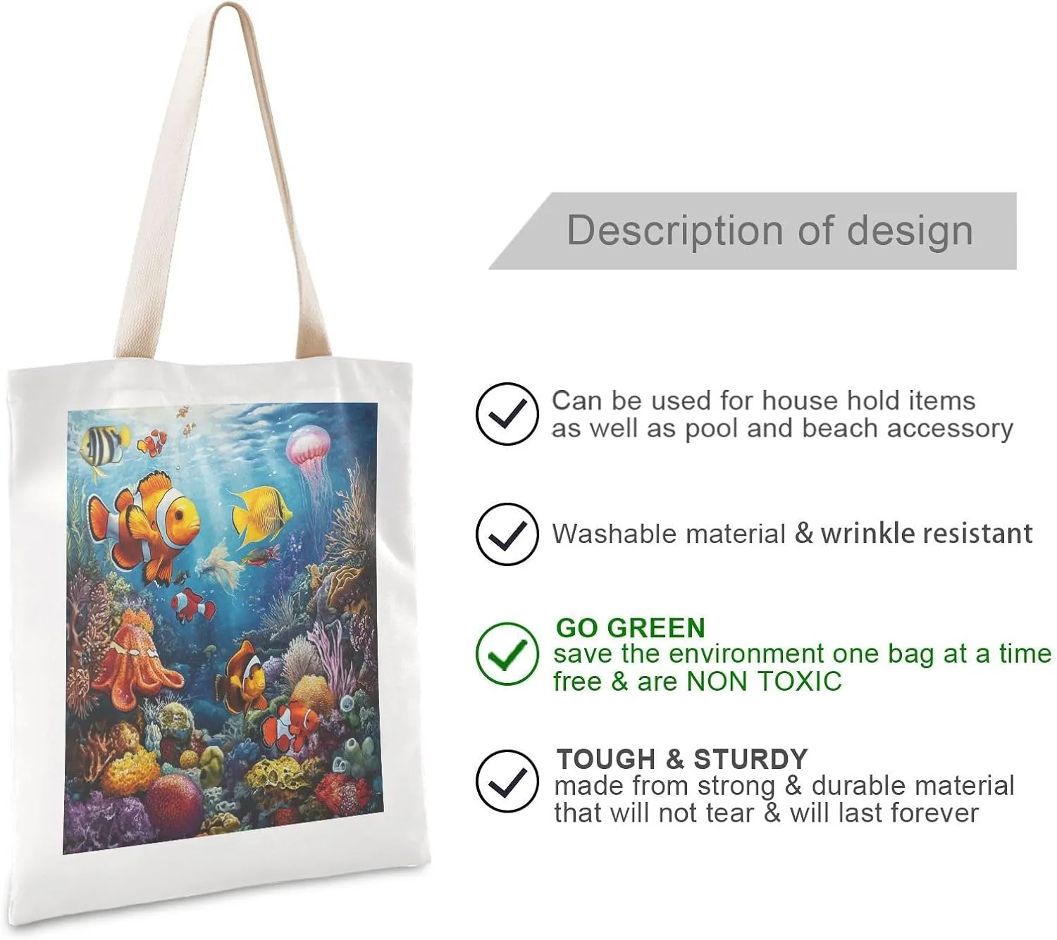 JSTEL Canvas Tote Bag for Women with Pocket,Canvas Tote Purse Shopping Bag