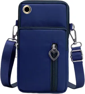 JUMISEE 3-Layers Crossbody Bag Cellphone Pouch Armband Wallet Nylon Smartphone Purse
