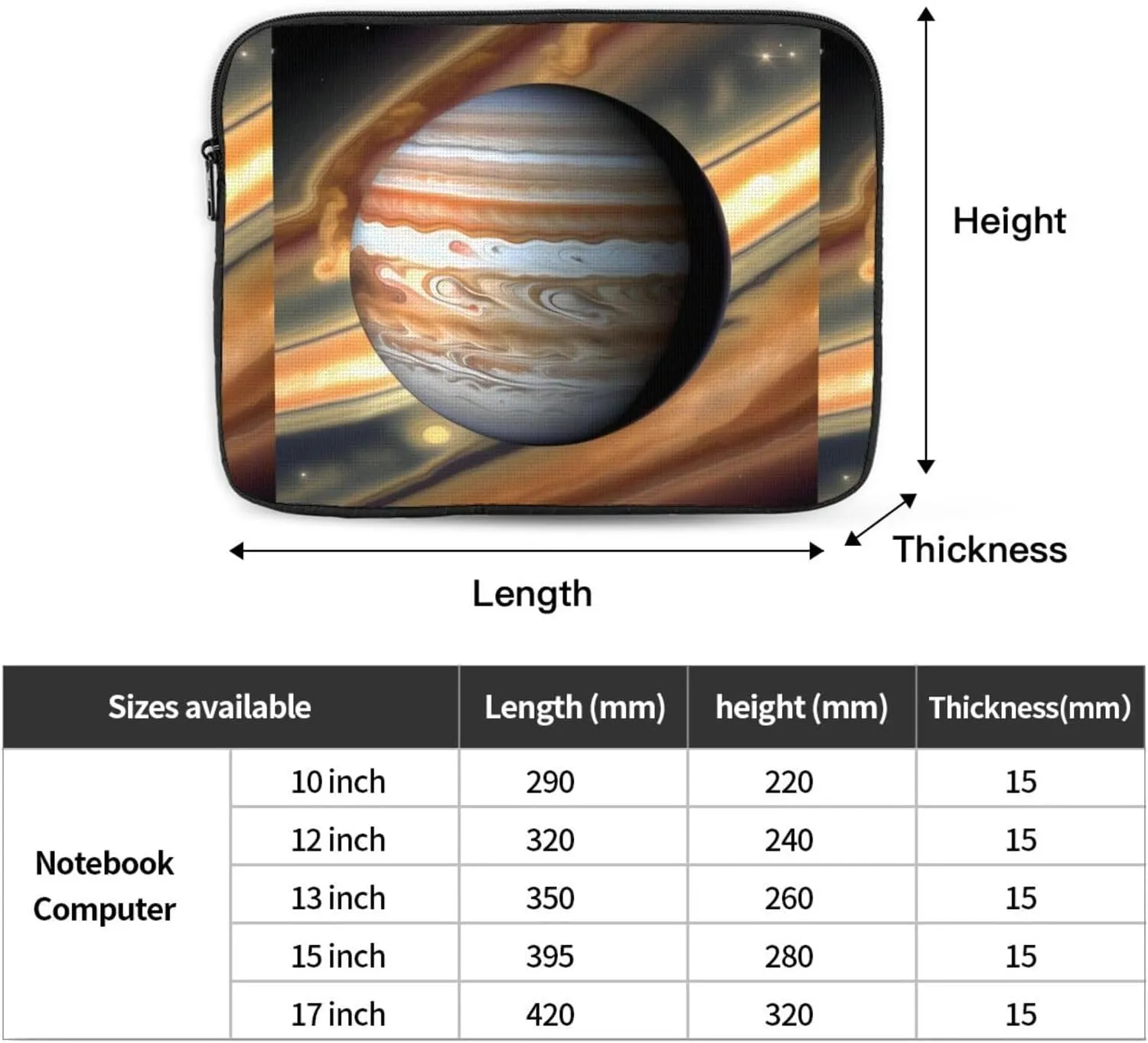 Jupiter Landscape Laptop Inner Bag Laptop Sleeve Case Briefcase Carrying Laptop Cover