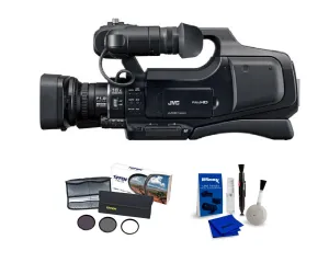 JVC GY-HM70 HD Camcorder Advanced Bundle with  LED-6200T 144 LED Variable-Color On-Camera Light   Light Stand (Black, 8')