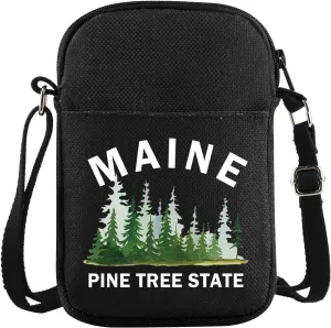 JXGZSO Maine Pine Tree State Crossbody Bag Nature Hiking Maine Pride Gift Outdoor Enthusiast Gift Naturalist Gift