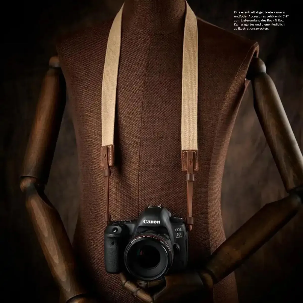 Kameragurt für DSLR und Systemkamera aus Baumwolle | Sand Beige | Rock n Roll |S
