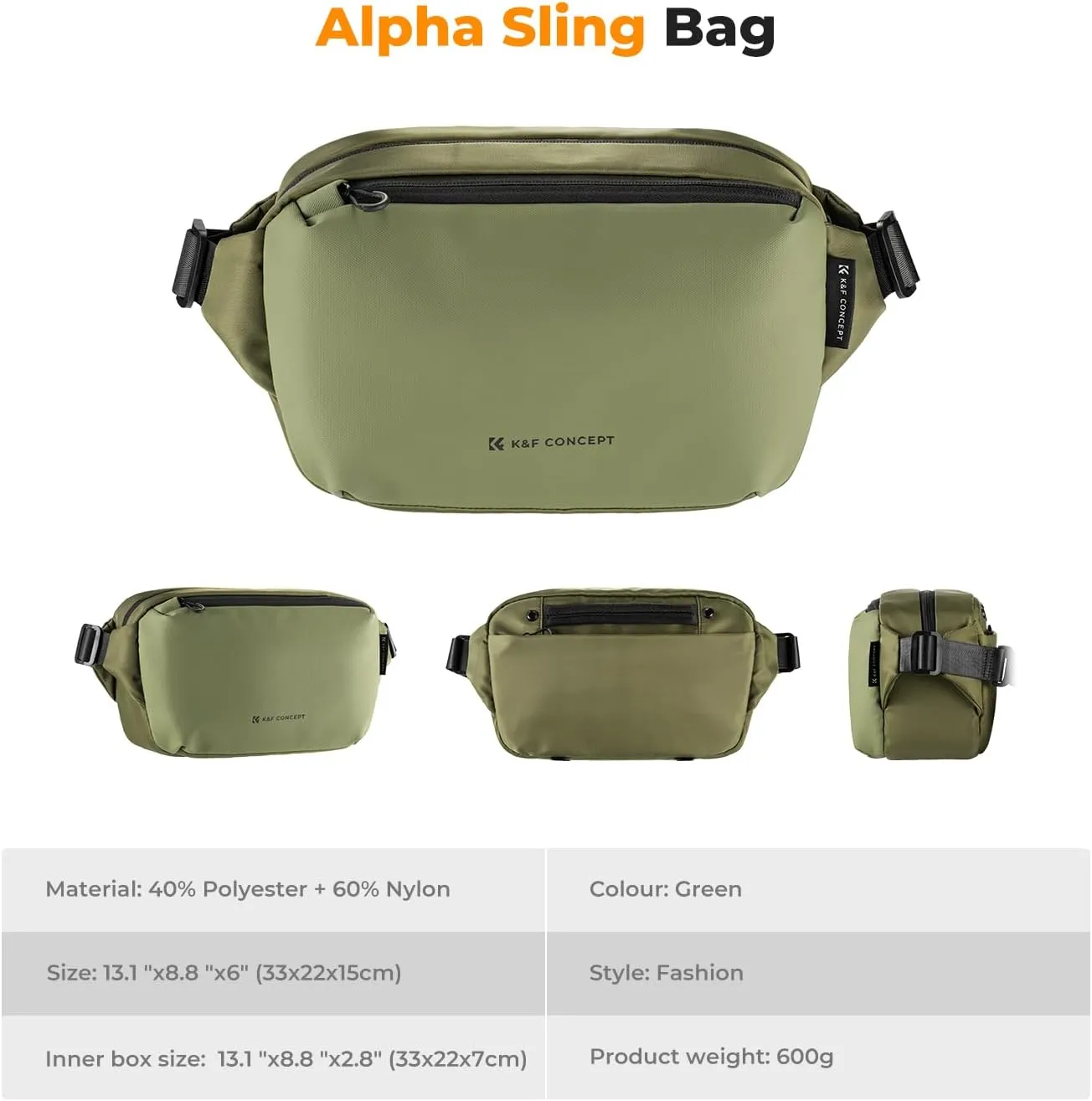 K&F Concept 2 in 1 Sling Bag Everyday Shoulder Bag & Multifunction Photography Crossbody Camera DSLR Backpack Portable Bag