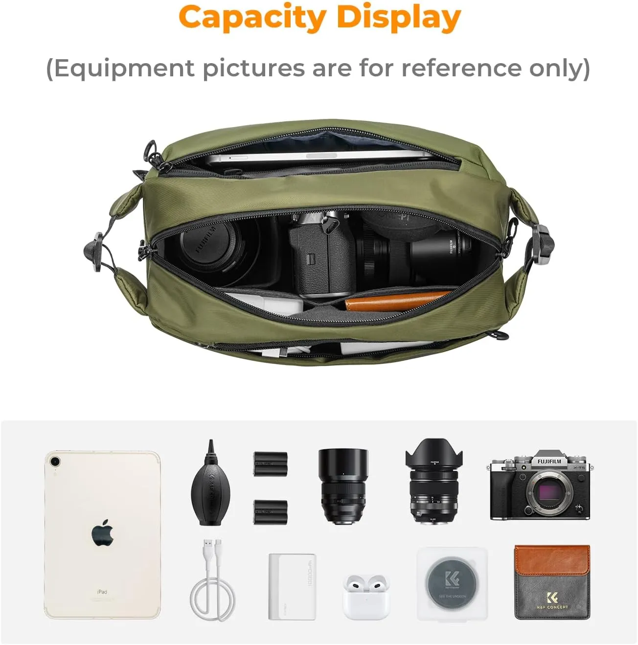 K&F Concept 2 in 1 Sling Bag Everyday Shoulder Bag & Multifunction Photography Crossbody Camera DSLR Backpack Portable Bag