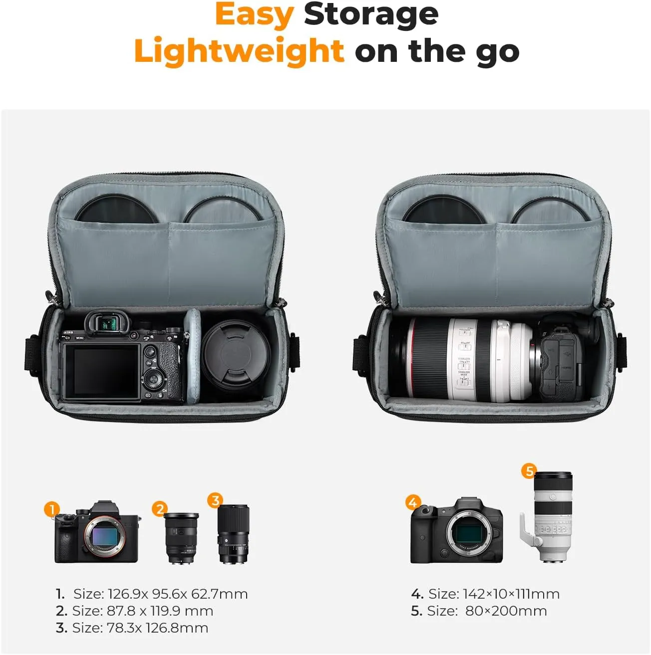 K&F Concept Camera Sling Bag Small Crossbody Camera Case DSLR/SLR/Cute Compact Shoulder Photography Bags for Photographers
