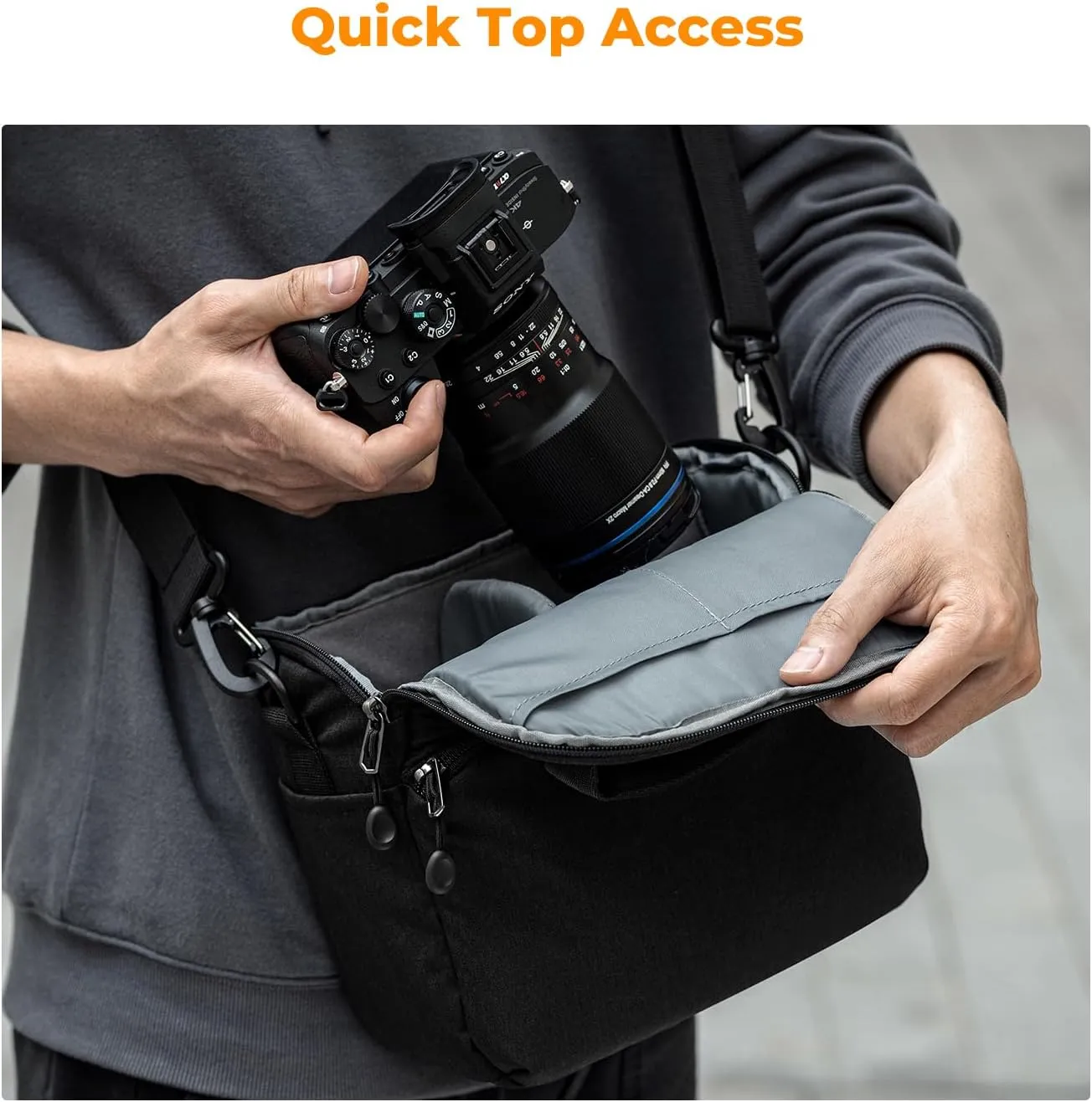 K&F Concept Camera Sling Bag Small Crossbody Camera Case DSLR/SLR/Cute Compact Shoulder Photography Bags for Photographers