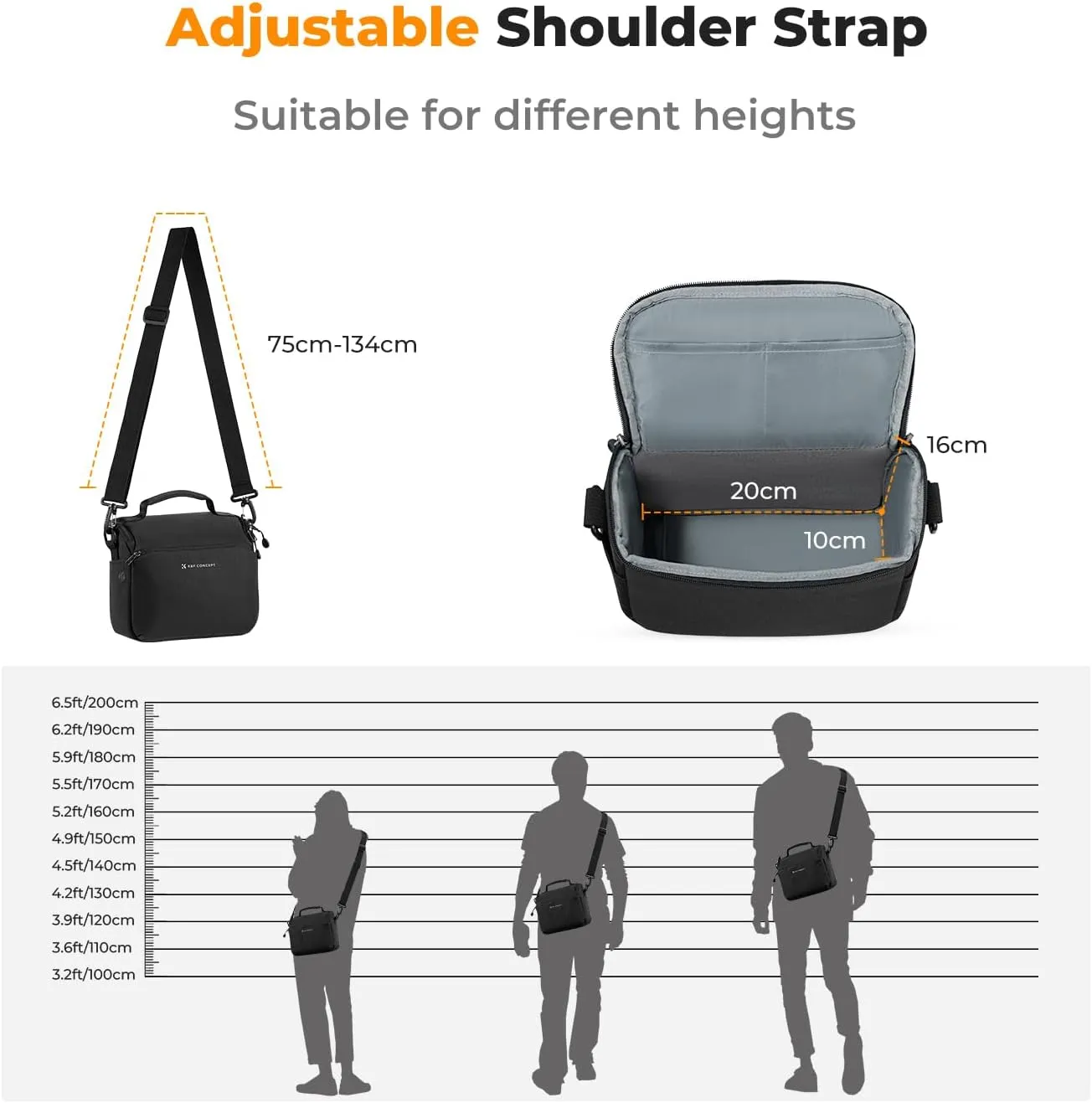 K&F Concept Camera Sling Bag Small Crossbody Camera Case DSLR/SLR/Cute Compact Shoulder Photography Bags for Photographers