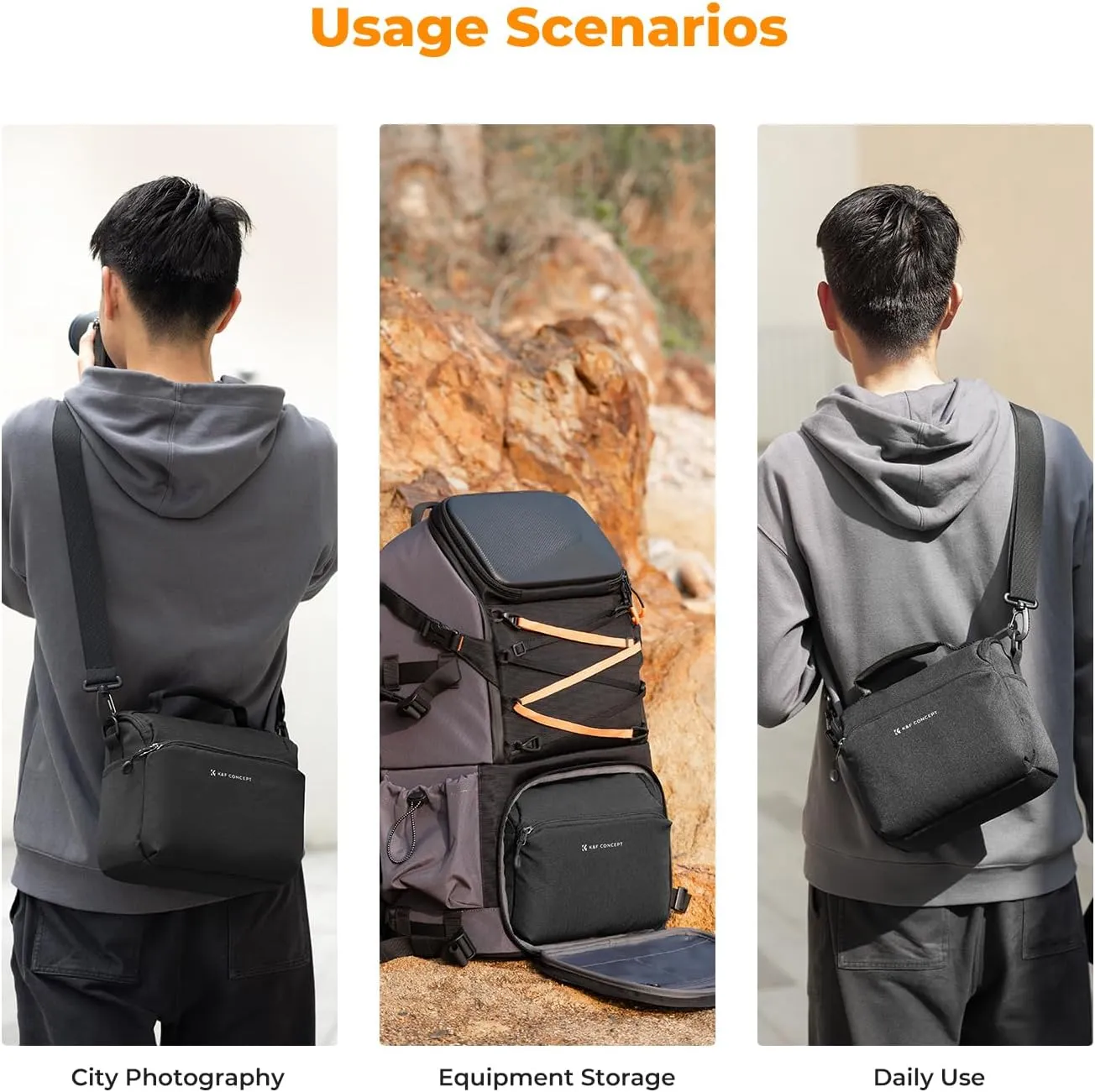 K&F Concept Camera Sling Bag Small Crossbody Camera Case DSLR/SLR/Cute Compact Shoulder Photography Bags for Photographers