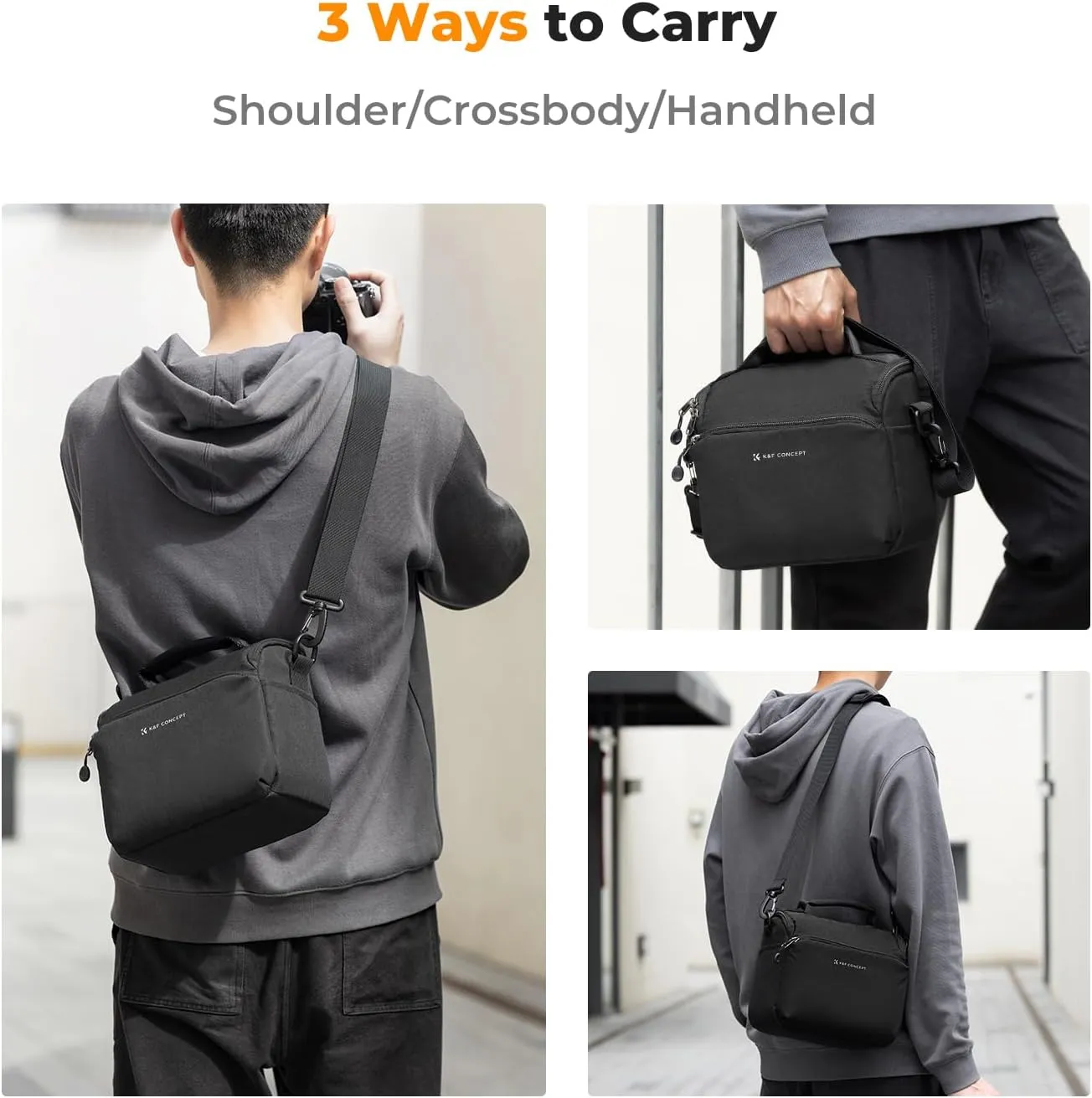 K&F Concept Camera Sling Bag Small Crossbody Camera Case DSLR/SLR/Cute Compact Shoulder Photography Bags for Photographers