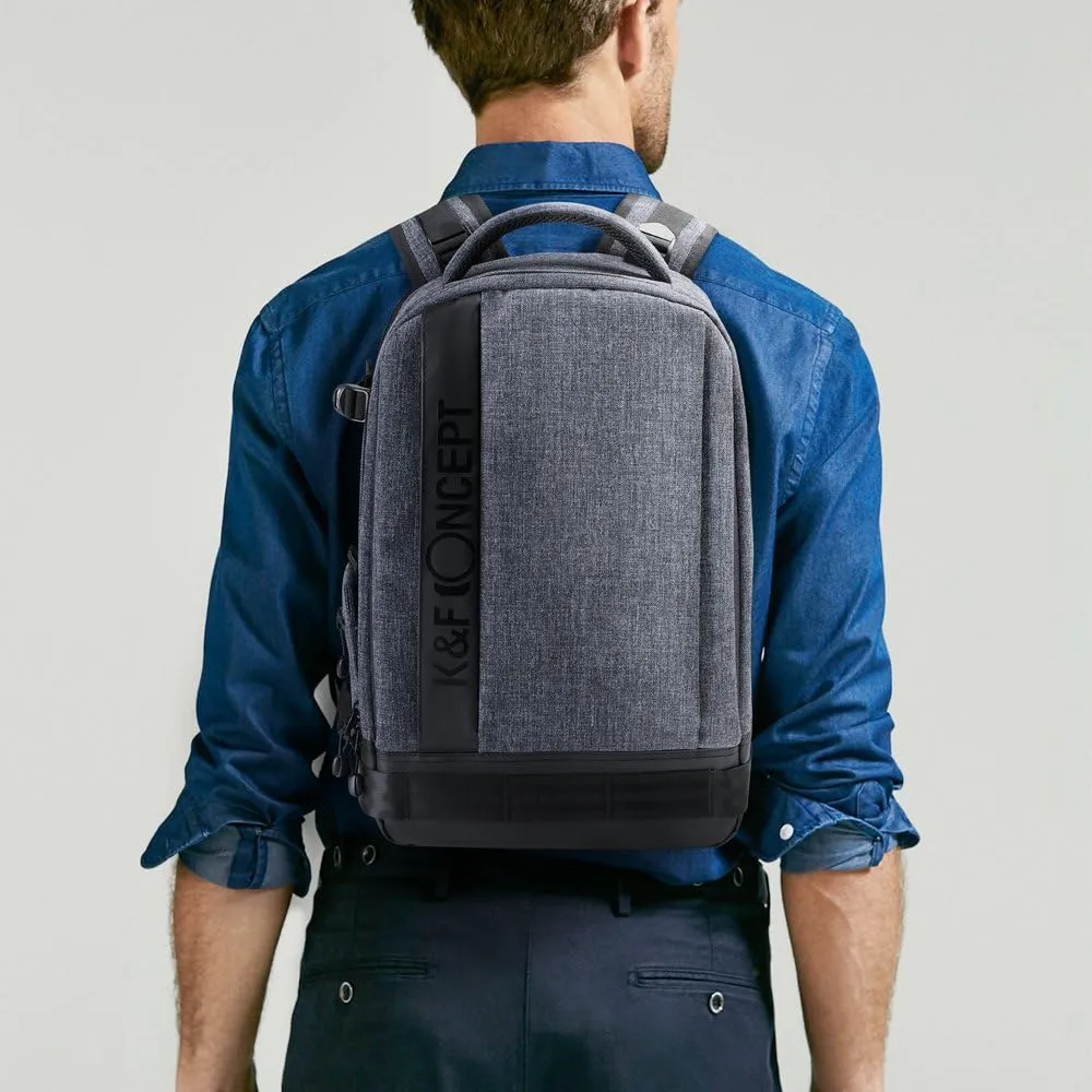K&F Concept Professional Camera Backpack Large Size Photography Bag Compatible with Camera DSLR, 14.4'' Laptop,Tripod (Grey)
