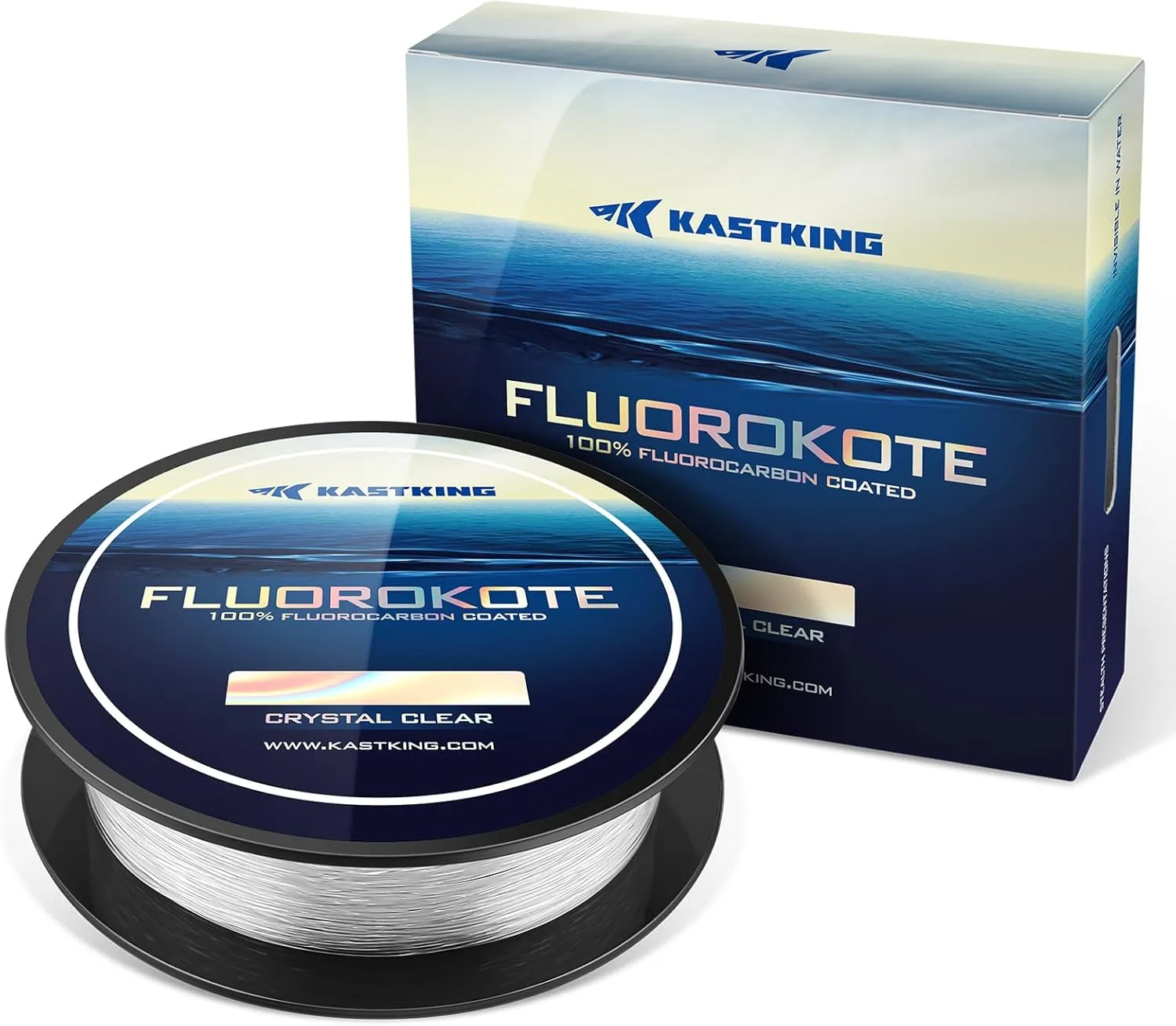 KastKing Fluorokote 100% Fluorocarbon Coated Fishing Line, Fluorocarbon Leader, Extreme Clarity,Fast Sinking,Shock Resistant, High Abrasion Resistance