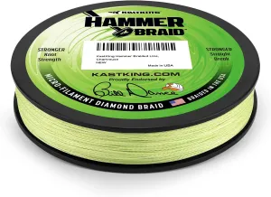 KastKing Hammer Braid Fishing Line - Abrasion Resistant Braided Line, Made in The USA, Thin Diameter Superline, Line Endorsed by Bill Dance, Tighter Diamond Braid, Zero Stretch, More Color Fast