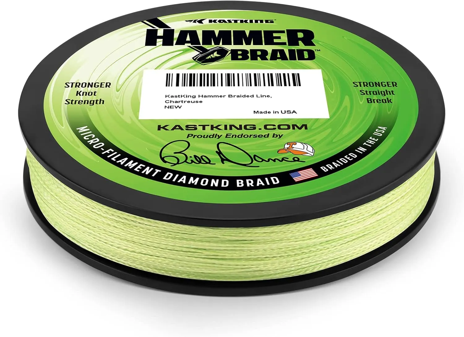 KastKing Hammer Braid Fishing Line - Abrasion Resistant Braided Line, Made in The USA, Thin Diameter Superline, Line Endorsed by Bill Dance, Tighter Diamond Braid, Zero Stretch, More Color Fast