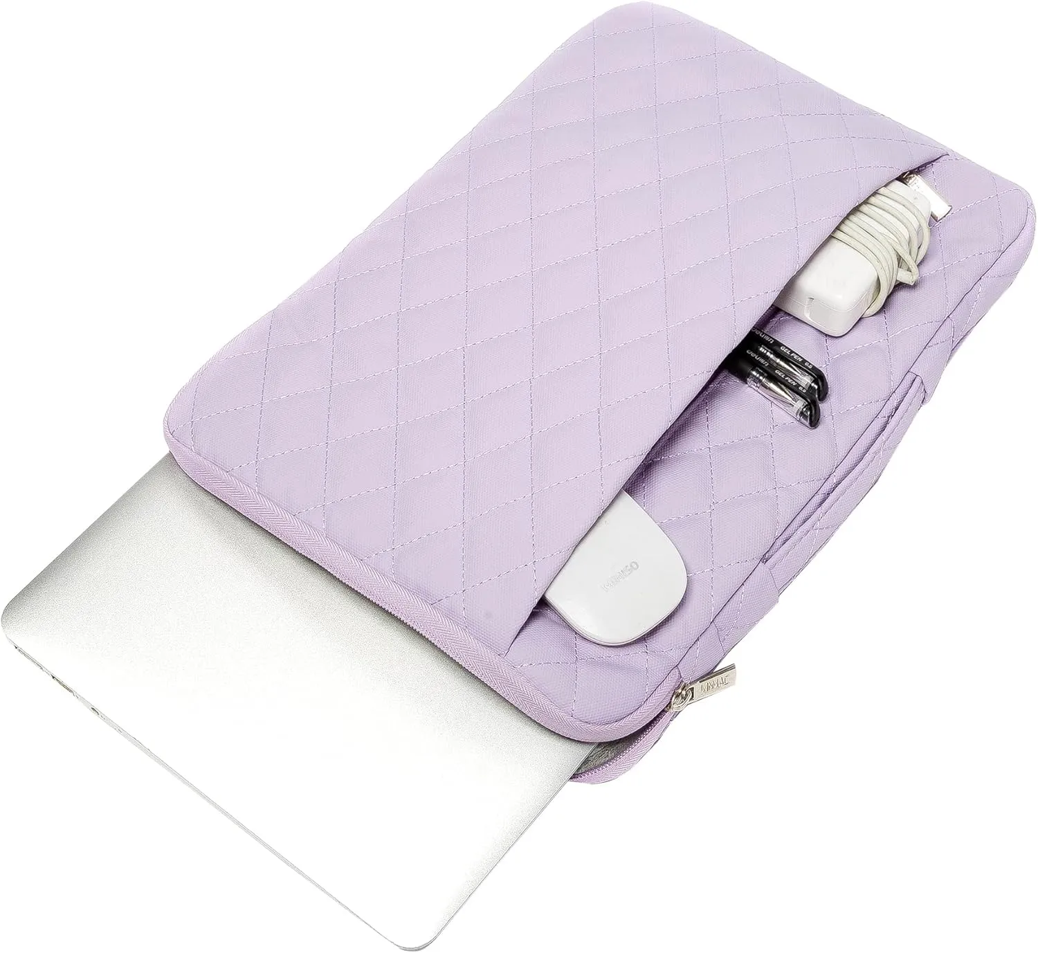 Kinmac 360° Heavy Duty Protective Laptop Computer Sleeve case Bag Cover with Handle for MacBook Pro 14 inch,14 inch-14.4 inch HP Lenovo Dell ASUS Acer Laptop (Purple Embroidery)