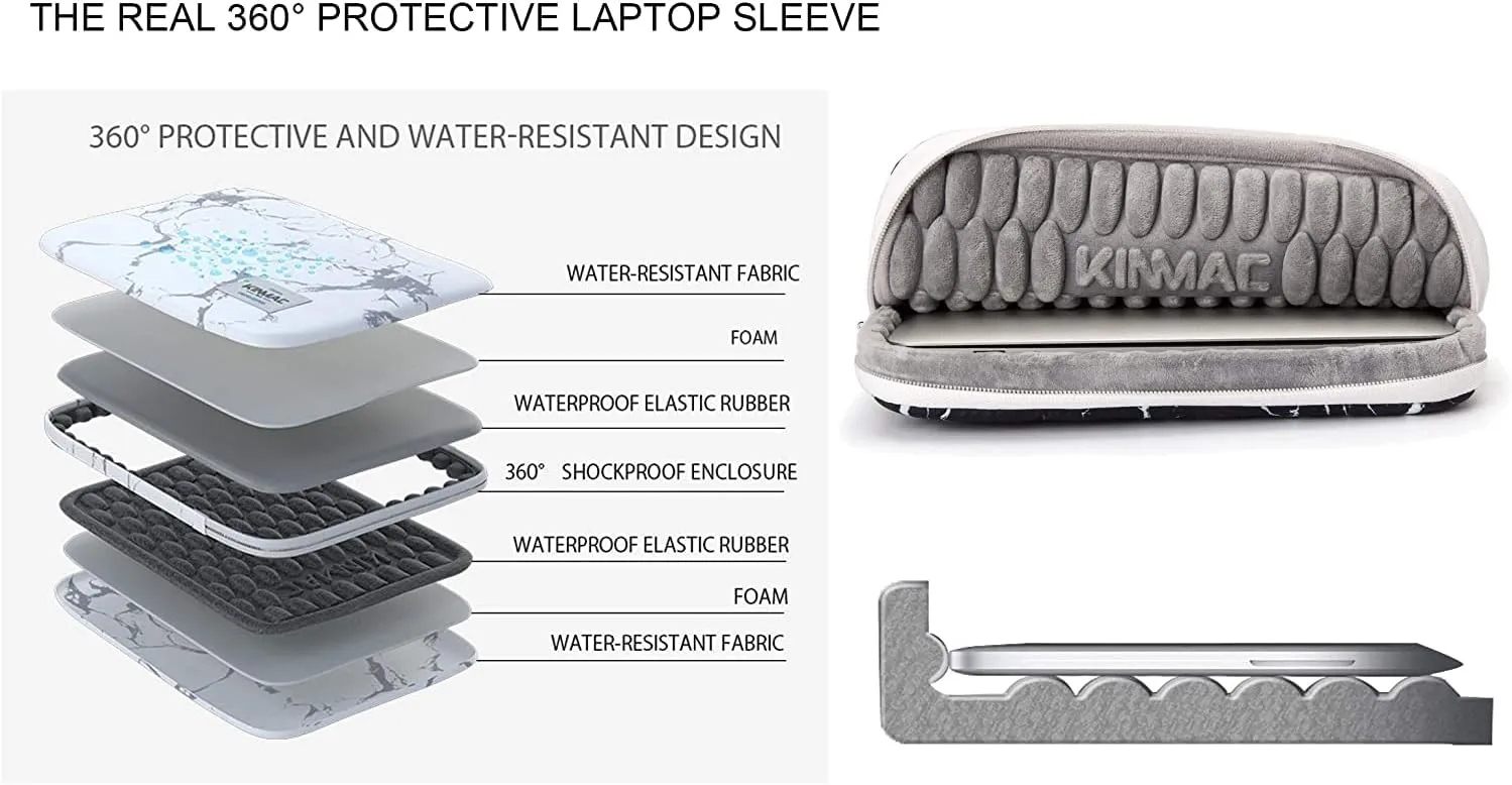 Kinmac 360° Heavy Duty Protective Laptop Computer Sleeve case Bag Cover with Handle for MacBook Pro 14 inch,14 inch-14.4 inch HP Lenovo Dell ASUS Acer Laptop (Purple Embroidery)
