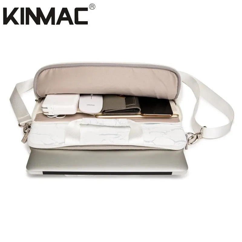 Kinmac 360° Super shockproof  13.3 Inch Laptop Shoulder Bag ( Eva Bubble protection, Waterproof Fabric, Luggage Strap, Extra Pockets) - White