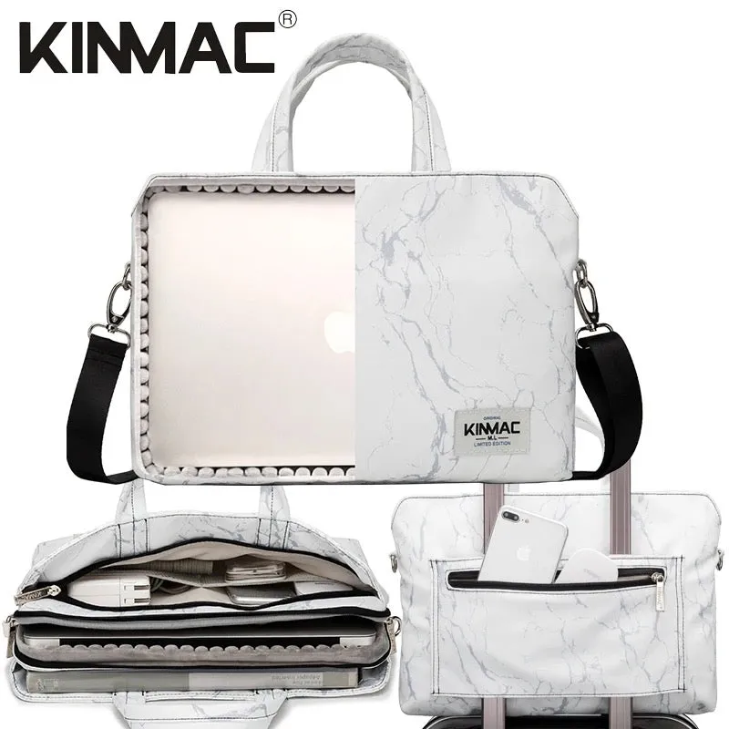 Kinmac 360° Super shockproof  13.3 Inch Laptop Shoulder Bag ( Eva Bubble protection, Waterproof Fabric, Luggage Strap, Extra Pockets) - White
