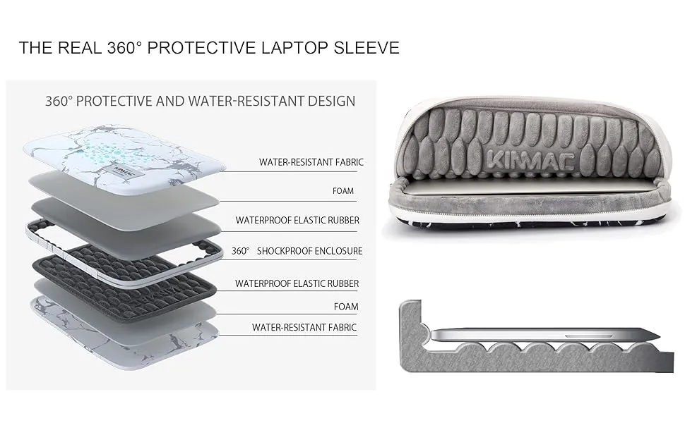 Kinmac 360° Super shockproof  13.3 Inch Laptop Shoulder Bag ( Eva Bubble protection, Waterproof Fabric, Luggage Strap, Extra Pockets) - White