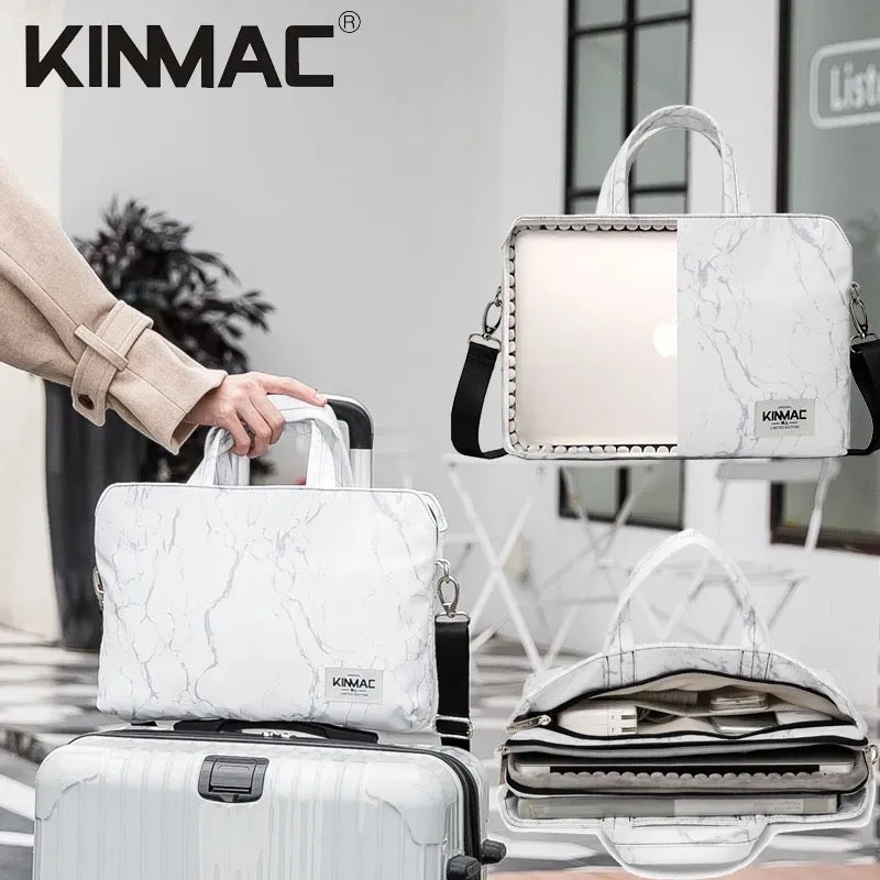 Kinmac 360° Super shockproof  13.3 Inch Laptop Shoulder Bag ( Eva Bubble protection, Waterproof Fabric, Luggage Strap, Extra Pockets) - White