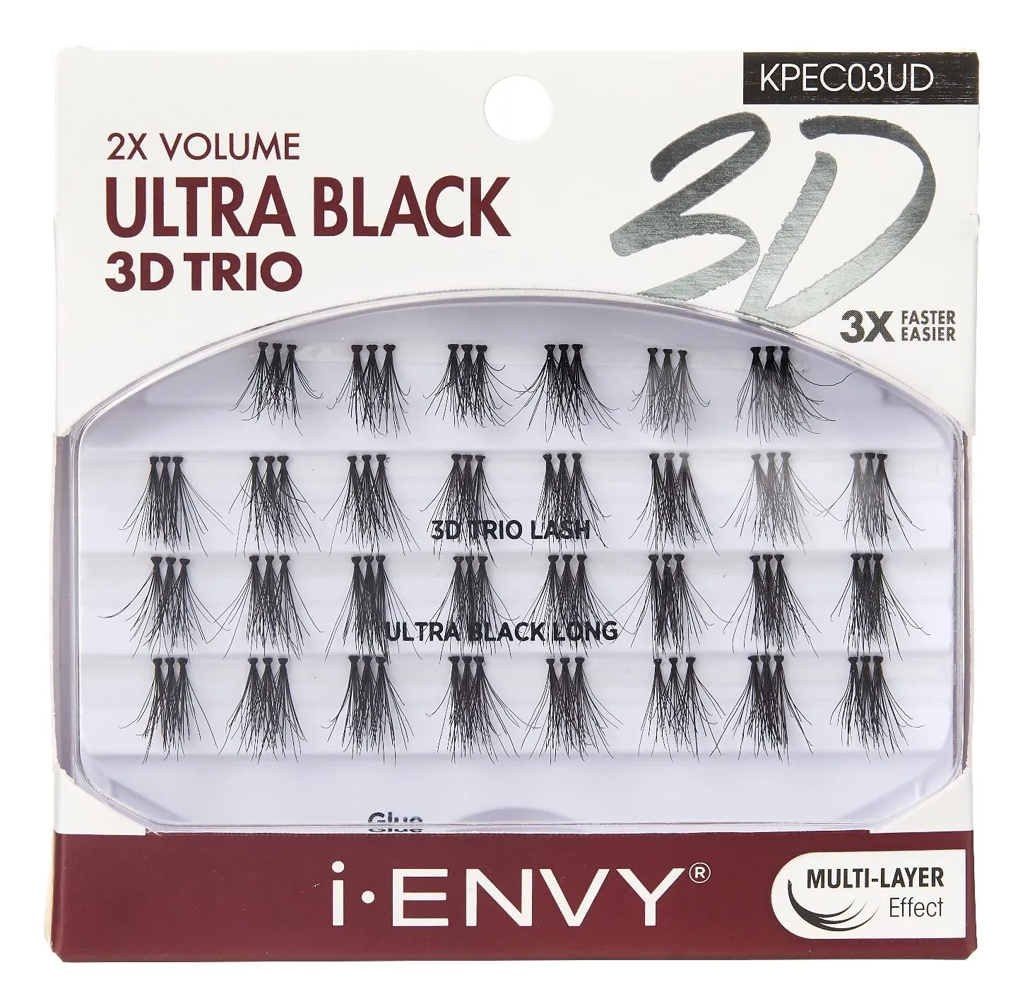 Kiss I Envy 3D Trio Ultra Black Long Length (Pack of 6)