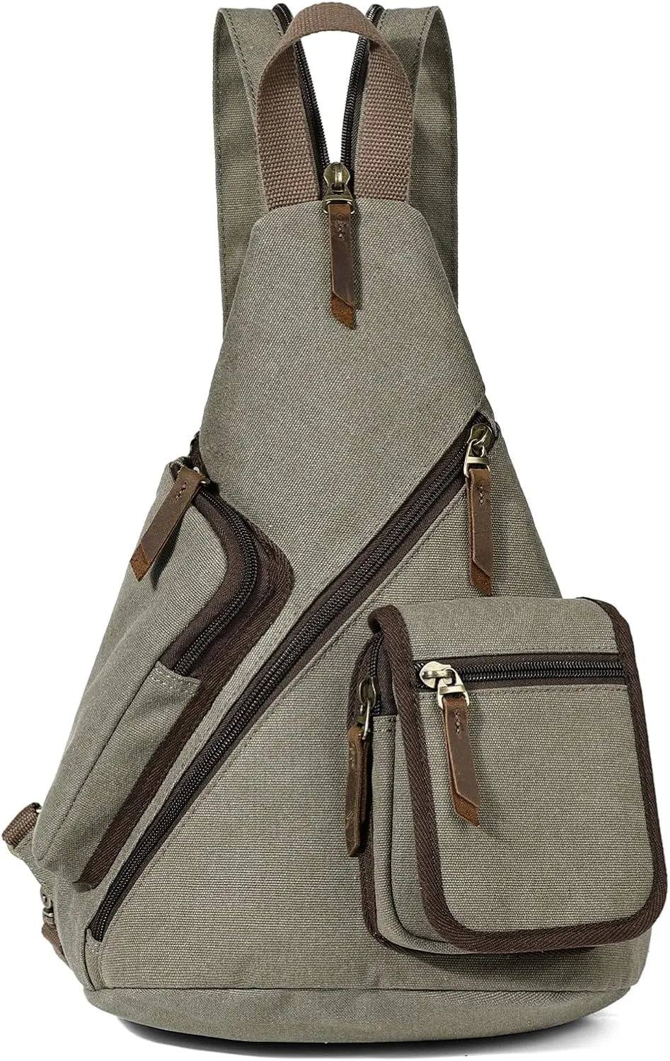 KL928 Canvas Sling Bag - Casual Crossbody Shoulder Daypack Rucksack Backpack for Men Women, Olive Green