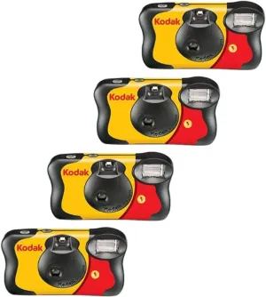 Kodak Fun Saver 35mm One-Time-Use Disposable Camera with Flash, 27 Exposures, 4-Pack