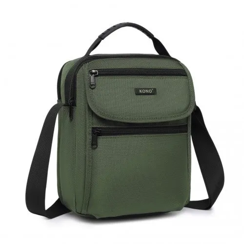 Kono Durable Men's Crossbody Shoulder Bag with Multiple Pockets - Messenger Bag - Green