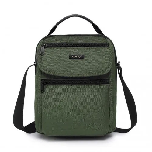 Kono Durable Men's Crossbody Shoulder Bag with Multiple Pockets - Messenger Bag - Green