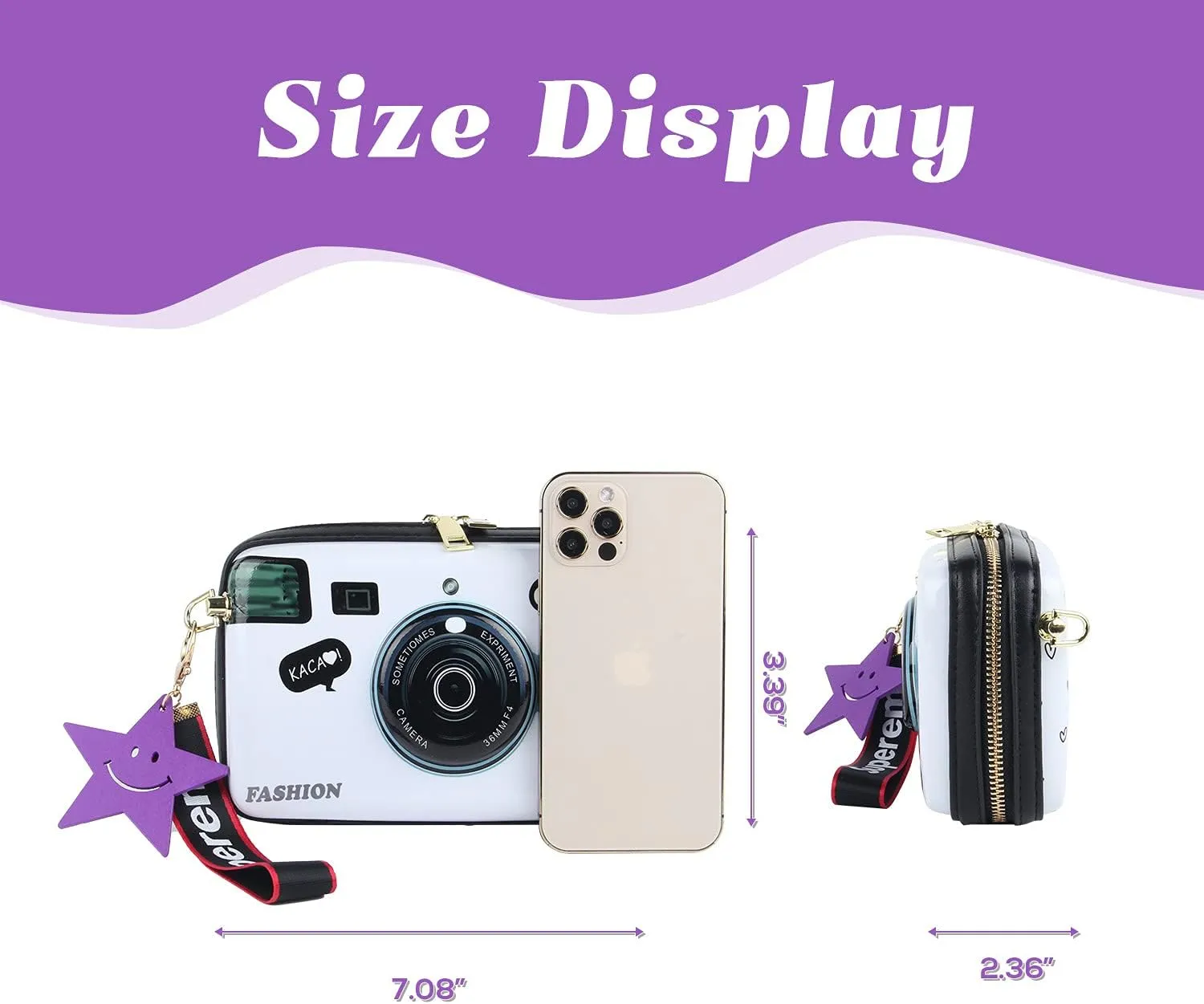 KUANG! Women Fashion Camera Shaped Crossbody Handbag PU Leather Vintage Shoulder Bag Novelty Clutch Box Purse