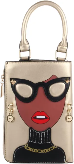 KUANG! Women Novelty Lady Face Shoulder Bags Funky PU Leather Top Handle Satchel Handbags Clutch Purse for Women